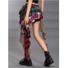 image:imageSOLY HUX Womens Plaid Ruffle Mini Skirt Y2k A Line Layered Asymmetrical Hem Skirts with Shorts UnderneathRed and Brown