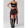 image:imageSOLY HUX Womens Plaid Ruffle Mini Skirt Y2k PU Leather Low Rise Layered Asymmetrical Hem Going Out SkirtsBlack Plaid
