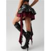 image:imageSOLY HUX Womens Plaid Ruffle Mini Skirt Y2k PU Leather Low Rise Layered Asymmetrical Hem Going Out SkirtsBlack Plaid
