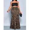 image:imageSOLY HUX Womens Plus Size Leopard Maxi Skirt Cheetah Print High Waisted Ruffle Hem Bodycon Going Out Long SkirtsBrown Leopard