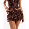image:imageSOLY HUX Womens Polka Dots Ruffle Mini Skirt Layered Low Rise Ruched Y2k A Line SkirtsCoffee Brown Polka Dots