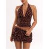 image:imageSOLY HUX Womens Polka Dots Ruffle Mini Skirt Layered Low Rise Ruched Y2k A Line SkirtsCoffee Brown Polka Dots