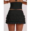 image:imageSOLY HUX Womens Polka Dots Ruffle Mini Skirt Layered Low Rise Ruched Y2k A Line SkirtsPure Black