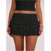 image:imageSOLY HUX Womens Polka Dots Ruffle Mini Skirt Layered Low Rise Ruched Y2k A Line SkirtsPure Black