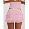 image:imageSOLY HUX Womens Polka Dots Ruffle Mini Skirt Layered Low Rise Ruched Y2k A Line SkirtsPure Coral Pink