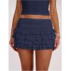 image:imageSOLY HUX Womens Polka Dots Ruffle Mini Skirt Layered Low Rise Ruched Y2k A Line SkirtsPure Dark Blue
