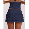 image:imageSOLY HUX Womens Polka Dots Ruffle Mini Skirt Layered Low Rise Ruched Y2k A Line SkirtsPure Dark Blue