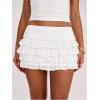 image:imageSOLY HUX Womens Polka Dots Ruffle Mini Skirt Layered Low Rise Ruched Y2k A Line SkirtsPure White