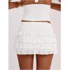 image:imageSOLY HUX Womens Polka Dots Ruffle Mini Skirt Layered Low Rise Ruched Y2k A Line SkirtsPure White