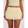 image:imageSOLY HUX Womens Polka Dots Ruffle Mini Skirt Layered Low Rise Ruched Y2k A Line SkirtsPure Yellow