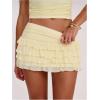 image:imageSOLY HUX Womens Polka Dots Ruffle Mini Skirt Layered Low Rise Ruched Y2k A Line SkirtsPure Yellow
