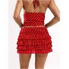 image:imageSOLY HUX Womens Polka Dots Ruffle Mini Skirt Layered Low Rise Ruched Y2k A Line SkirtsRed Polka Dots