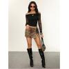 image:imageSOLY HUX Womens Sequin Lace Up Tie Side Mini Skirt Zebra Striped Drop Waist SkirtsBrown Leopard