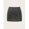 image:imageSOLY HUX Womens Sequin Sparkly Skirt High Waisted Ruched Split Hem Going Out Mini SkirtsPure Black