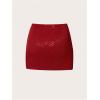 image:imageSOLY HUX Womens Sequin Sparkly Skirt High Waisted Ruched Split Hem Going Out Mini SkirtsRed