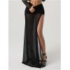 image:imageSOLY HUX Womens Sheer Mesh High Slit Maxi Skirts Night Out Skinny Skirt Party ClubwearPlain Black
