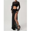 image:imageSOLY HUX Womens Sheer Mesh High Slit Maxi Skirts Night Out Skinny Skirt Party ClubwearPlain Black