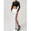 image:imageSOLY HUX Womens Sheer Mesh High Slit Maxi Skirts Night Out Skinny Skirt Party ClubwearPure White