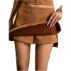 image:imageSOLY HUX Womens Faux Suede Mini Skirt Split A Line Fall Winter Going Out Skirts with Shorts UnderneathPure Brown