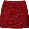 image:imageSOLY HUX Womens Sequin Sparkly Skirt High Waisted Ruched Split Hem Going Out Mini SkirtsRed
