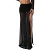 image:imageSOLY HUX Womens Sheer Mesh High Slit Maxi Skirts Night Out Skinny Skirt Party ClubwearPlain Black