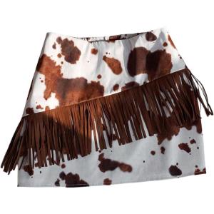 image:imageSOLY HUX Womens Cow Print Fringe Mini Skirt Summer Going Out Skirts Western Country Concert OutfitRust Brown Cow