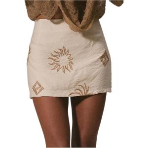image:imageSOLY HUX Womens Embroidered Low Rise Skirt Summer Bodycon Mini Beach Vacation SkirtsWhite Embroidery