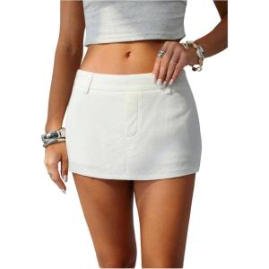 image:imageSOLY HUX Womens Mini Skirt Low Rise Bodycon Going Out Casual Skirts with Shorts UnderneathPlain White
