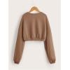 image:imageSOLY HUX Girls Casual Crewneck Cropped Sweatshirt Long Sleeve Drop Shoulder Pullover TopsPure Mocha Brown