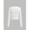 image:imageSOLY HUX Girls Long Sleeve T Shirt Crew Neck Ruched Slim Fitted Basic Tee Cute Fall Tops with Hair TiesPure White