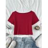 image:imageSOLY HUX Girls Off The Shoulder Summer Crop Tops Number Graphic Short Sleeve Boat Neck Tee ShirtsBurgundy Number