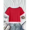 image:imageSOLY HUX Girls Off The Shoulder Summer Crop Tops Number Graphic Short Sleeve Boat Neck Tee ShirtsRed Number