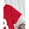 image:imageSOLY HUX Girls Off The Shoulder Summer Crop Tops Number Graphic Short Sleeve Boat Neck Tee ShirtsRed Number