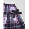image:imageSOLY HUX Girls Plaid Skirt Set 3 Piece Outfit Uniform Short Sleeve Shirts Pleated Skirts with Bow Tie Preppy ClothesWhite Purple Plaid