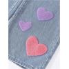 image:imageSOLY HUX Toddler Girls Cute Heart Embroidery Jeans High Elastic Waist Wide Leg Denim PantsLight Blue Heart