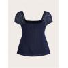 image:imageSOLY HUX Womens Square Neck Short Sleeve Peplum Tops Tie Front Summer Teen Girls Babydoll Top T ShirtDark Blue