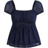 image:imageSOLY HUX Womens Square Neck Short Sleeve Peplum Tops Tie Front Summer Teen Girls Babydoll Top T ShirtDark Blue