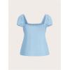 image:imageSOLY HUX Womens Square Neck Short Sleeve Peplum Tops Tie Front Summer Teen Girls Babydoll Top T ShirtLight Blue