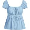 image:imageSOLY HUX Womens Square Neck Short Sleeve Peplum Tops Tie Front Summer Teen Girls Babydoll Top T ShirtLight Blue