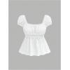 image:imageSOLY HUX Womens Square Neck Short Sleeve Peplum Tops Tie Front Summer Teen Girls Babydoll Top T ShirtPlain White