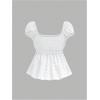 image:imageSOLY HUX Womens Square Neck Short Sleeve Peplum Tops Tie Front Summer Teen Girls Babydoll Top T ShirtPlain White