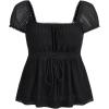 image:imageSOLY HUX Womens Square Neck Short Sleeve Peplum Tops Tie Front Summer Teen Girls Babydoll Top T ShirtSolid Black