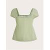 image:imageSOLY HUX Womens Square Neck Short Sleeve Peplum Tops Tie Front Summer Teen Girls Babydoll Top T ShirtSolid Green