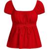 image:imageSOLY HUX Womens Square Neck Short Sleeve Peplum Tops Tie Front Summer Teen Girls Babydoll Top T ShirtSolid Red