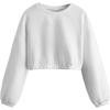image:imageSOLY HUX Girls Casual Crewneck Cropped Sweatshirt Long Sleeve Drop Shoulder Pullover TopsPlain White