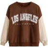 image:imageSOLY HUX Girls Graphic Sweatshirt Color Block Letter Print Long Sleeve Crewneck Casual Pullover TopsCoffee Brown Letter