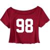 image:imageSOLY HUX Girls Off The Shoulder Summer Crop Tops Number Graphic Short Sleeve Boat Neck Tee ShirtsBurgundy Number
