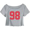 image:imageSOLY HUX Girls Off The Shoulder Summer Crop Tops Number Graphic Short Sleeve Boat Neck Tee ShirtsGrey Number