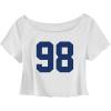 image:imageSOLY HUX Girls Off The Shoulder Summer Crop Tops Number Graphic Short Sleeve Boat Neck Tee ShirtsWhite Blue Number