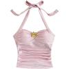 image:imageSOLY HUX Girls Summer Ruched Halter Top Metal Decor Tie Back Sleeveless Tank Cute Vacation TopsPure Light Pink
